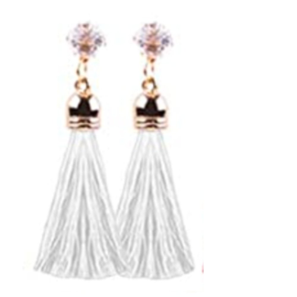 White Tassel Earrings